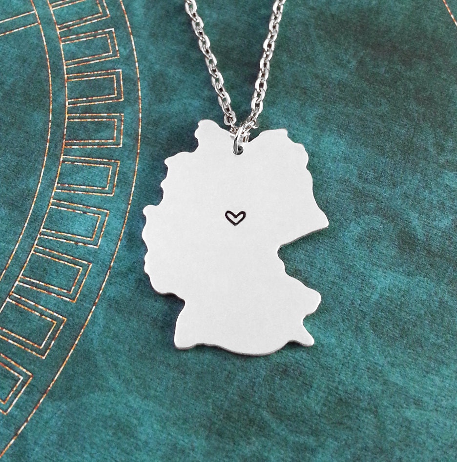 Germany Necklace Personalized Jewelry Hand Stamped Long