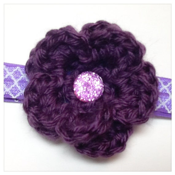 Dark Purple Crochet Adjustable Headband