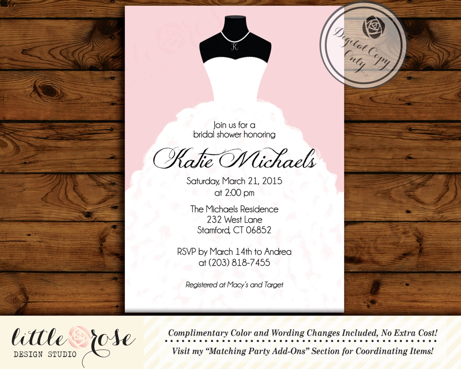 Wedding Dress Bridal Shower Invitation Bridal Shower Invite