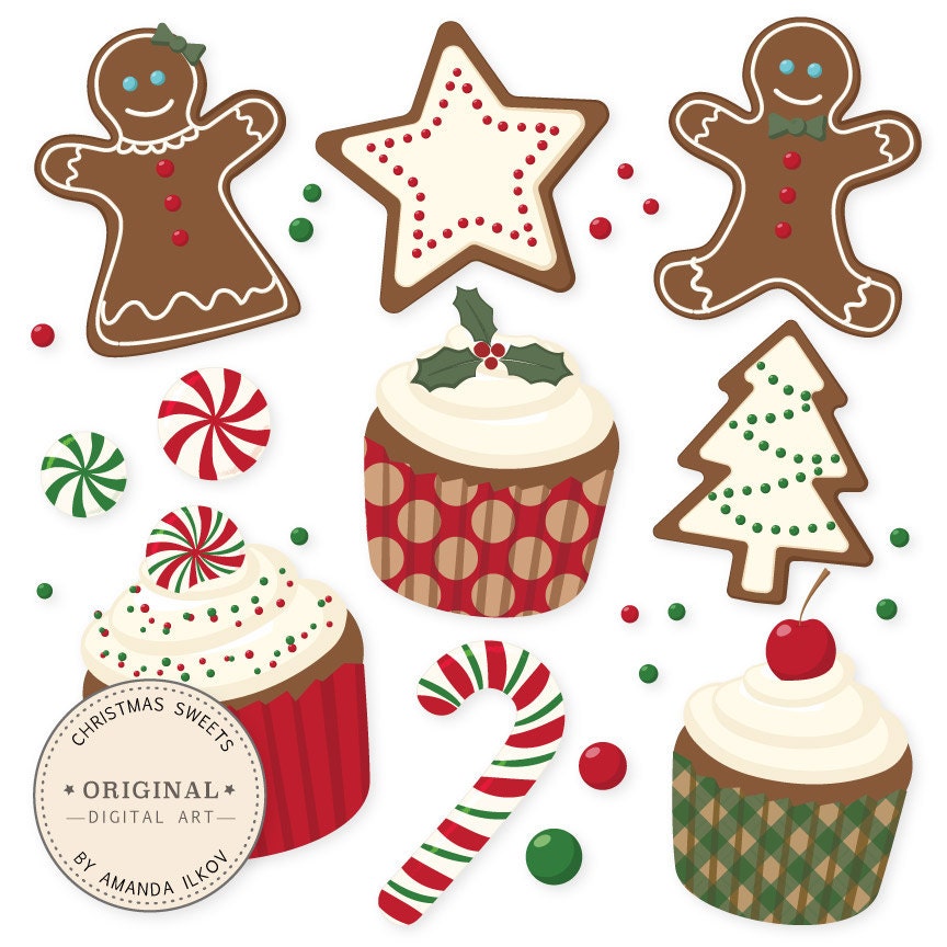 Professional Christmas Cookies and Cupcakes Clipart & Vector