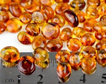 Genuine Natural Cognac Polish Baltic Amber Medium Beads With Holes - 20pcs