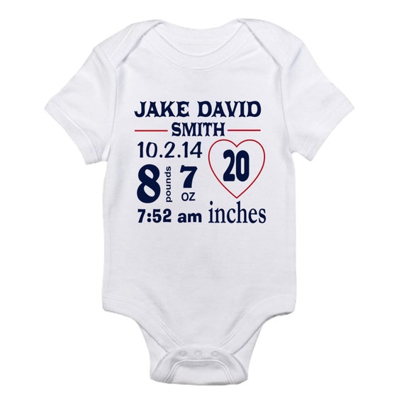 Newborn Baby Announcement Onesie Baby Boy by 86LevelStDesign