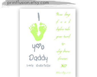 baby footprint art fathers day gifts grandpa by PrintFusion