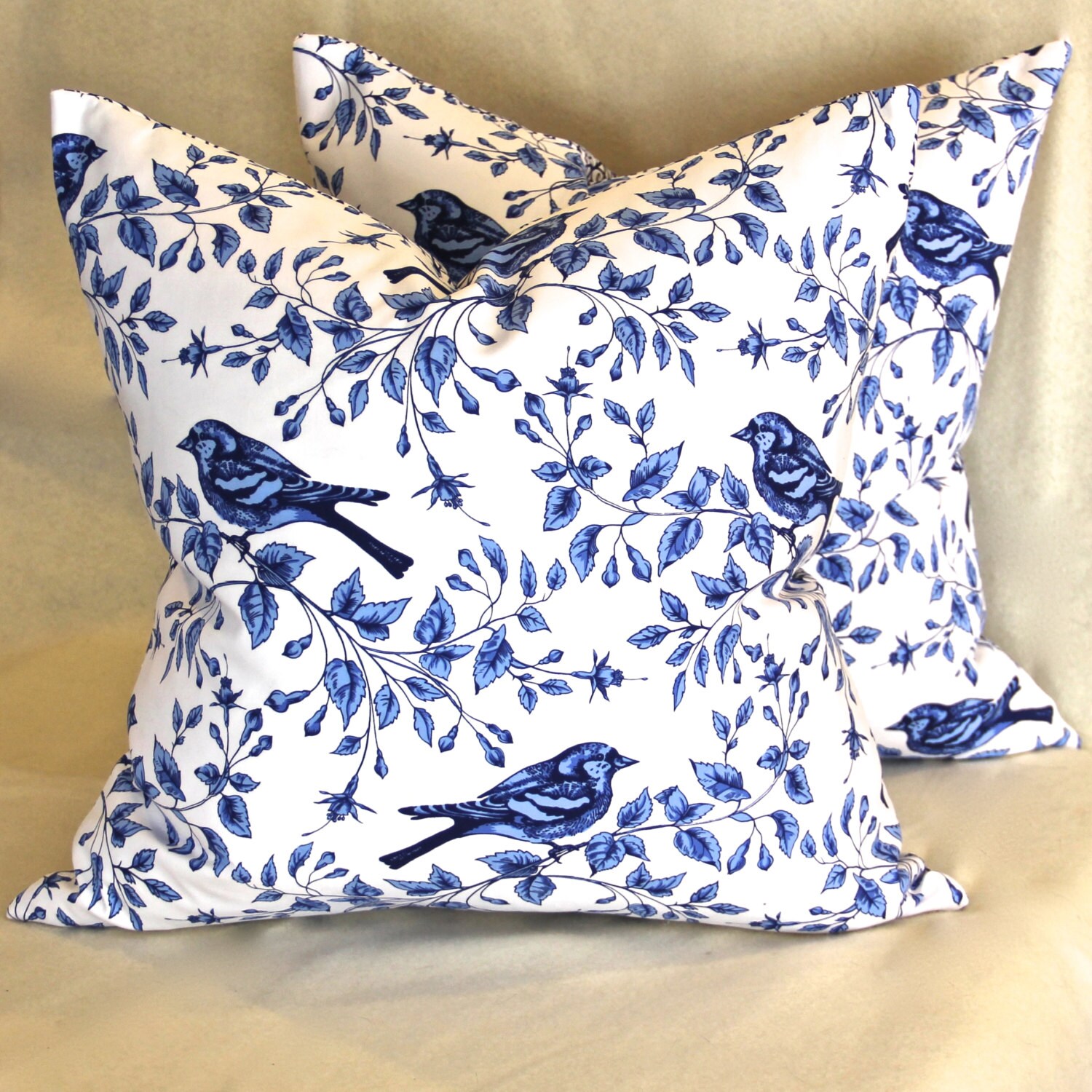 Bird Cushion Cover Blue Bird Cushion Blue and White
