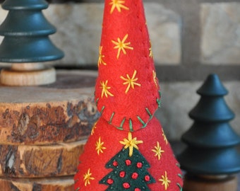 Wooden and Wool Felt Christmas Tree Gnome– A Waldorf and Montessori Inspired Holiday Toddler Toy, Wooden Peg Doll