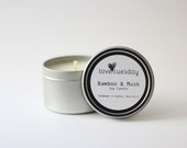 Bamboo & Musk Soy Candle - Travel Tin Soy Candle - Man Candle - Man Gift - 20 Hours Burn Time - Hand-Poured - Handmade in Sydney, Australia