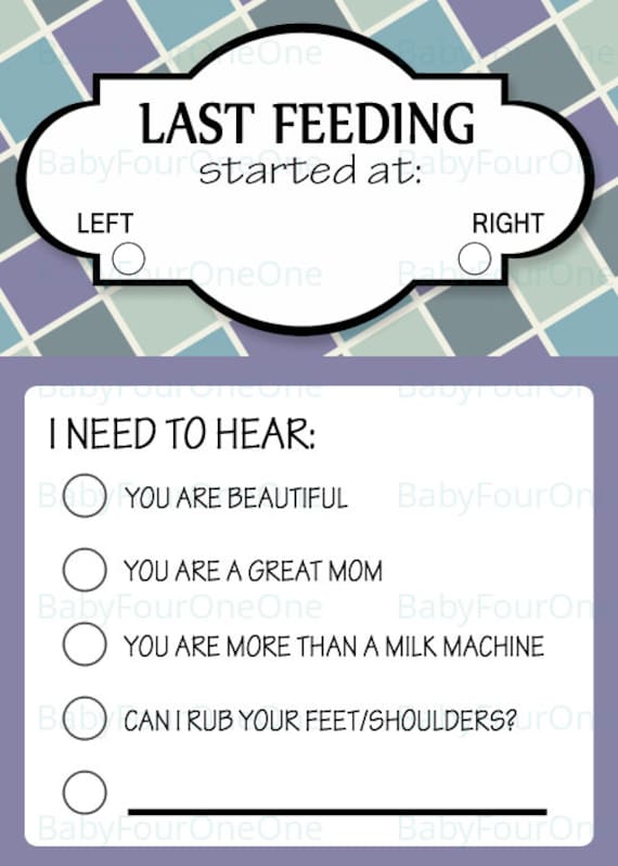 Last Feeding Printable 5x7 Baby Shower Gift by BabyFourOneOne