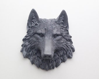 ANY COLOR or GREY Wolf Head Wall Mount // Resin Faux Taxidermy // 3d Wall Art // Nursery // Animal Sculpture // Trendy & Modern Home Decor