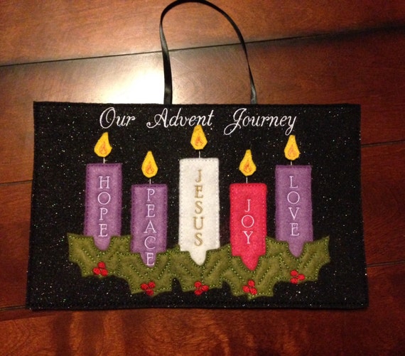 Items similar to In The Hoop (ITH) Advent Banner With Christmas Candle
