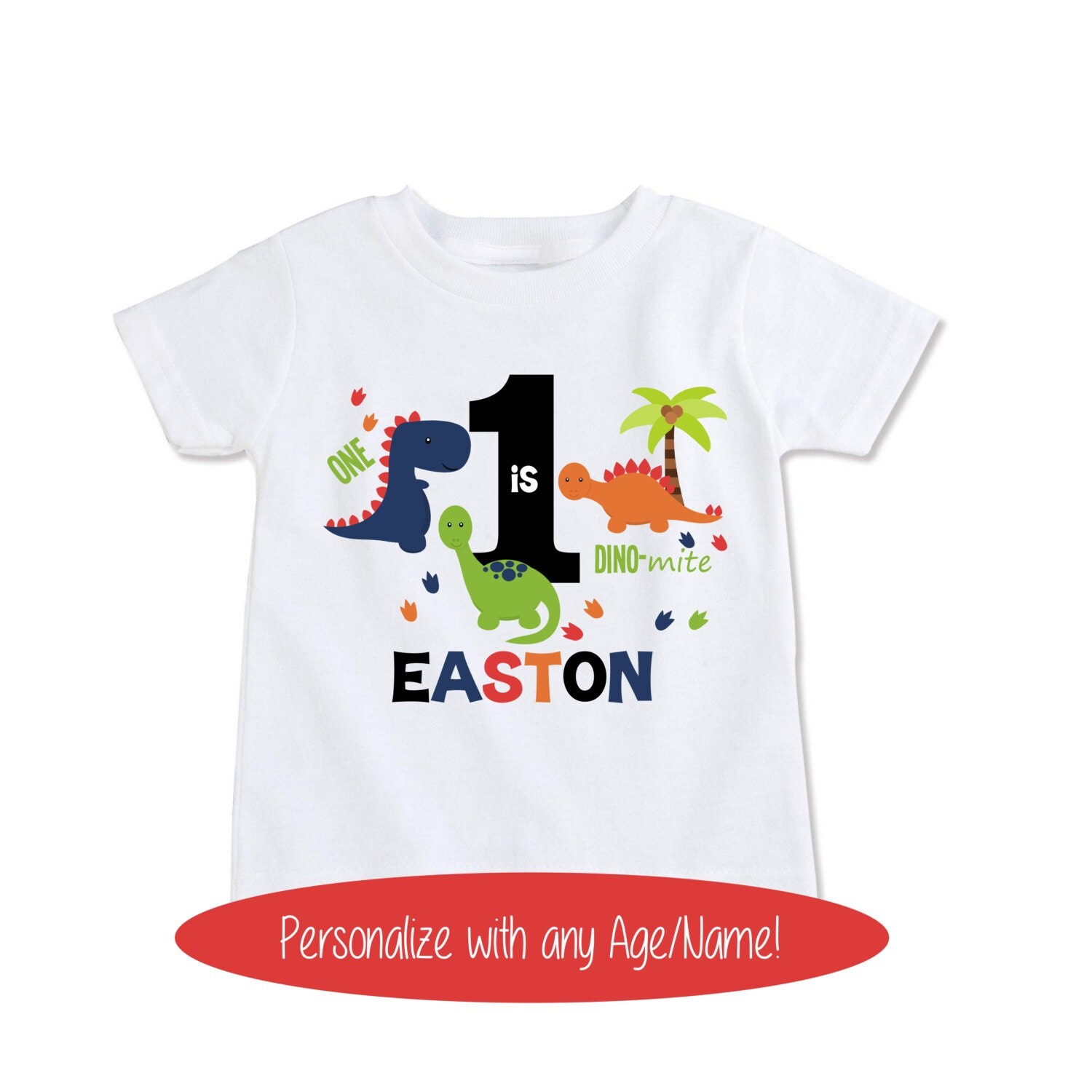 First Birthday dinosaur shirt custom Name shirt boys gift