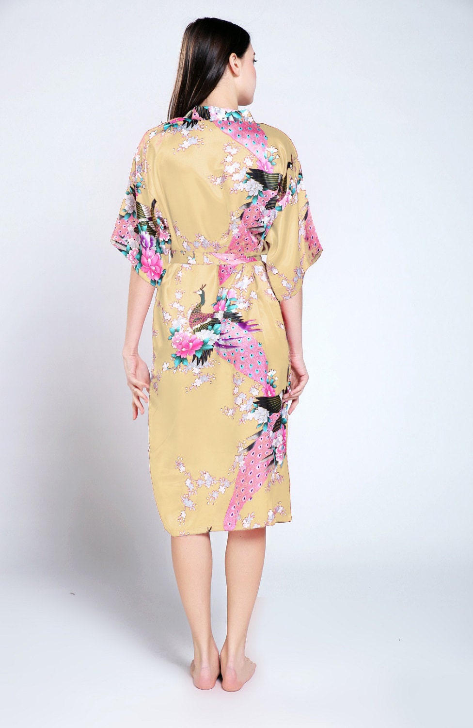 Yellow robes Kimono robes Not silk robes satin robe sexy