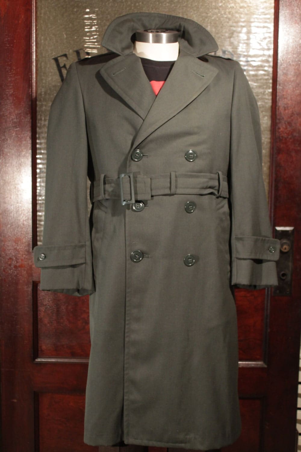 Vintage Men's Overcoat 1940's Military Full