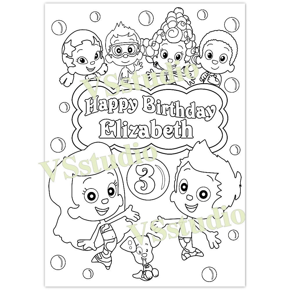 Bubble Guppies Birthday Party coloring page PDF file