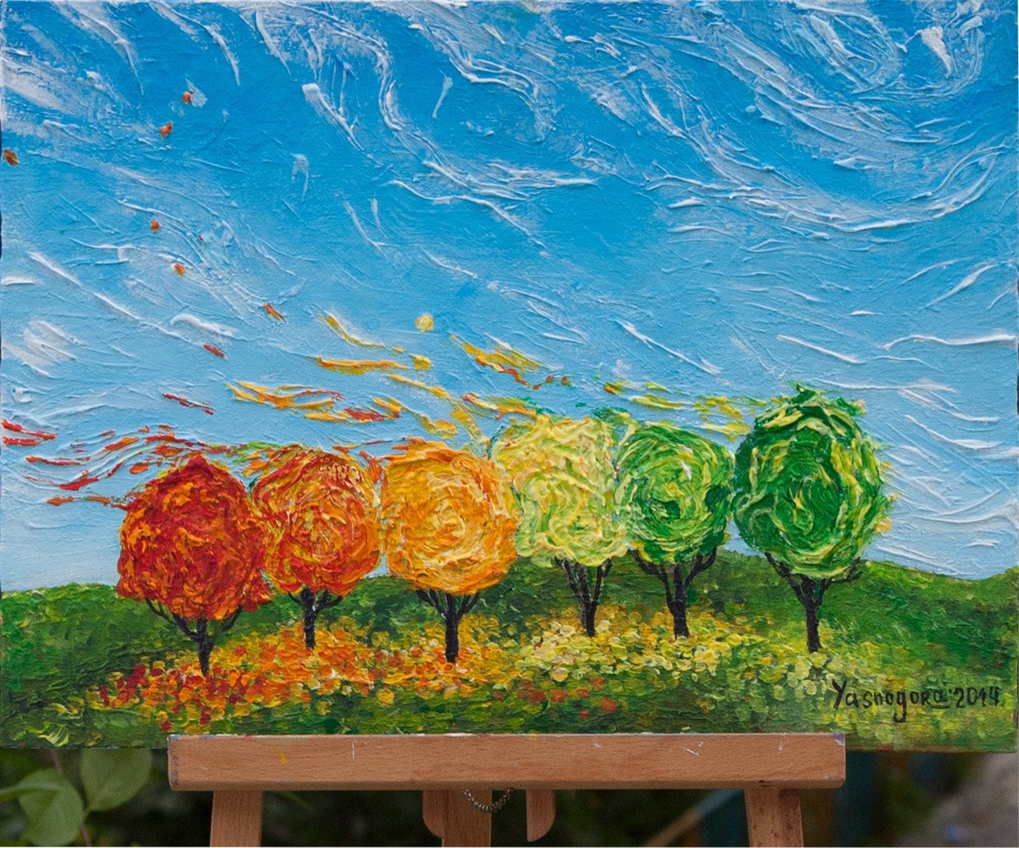 For children Painting Autumn wind original paintings Home