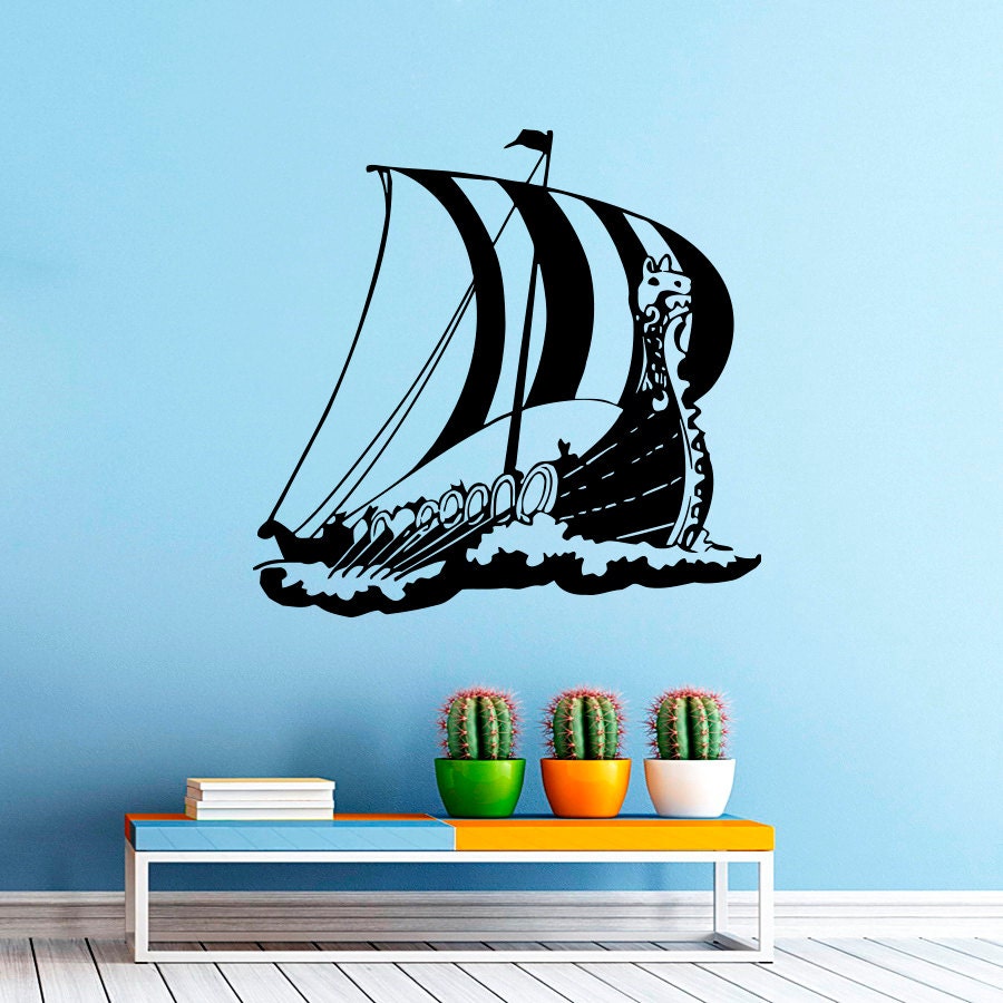 Wall Vinyl Decals Ancient Viking Ship Boat Sticker Kids