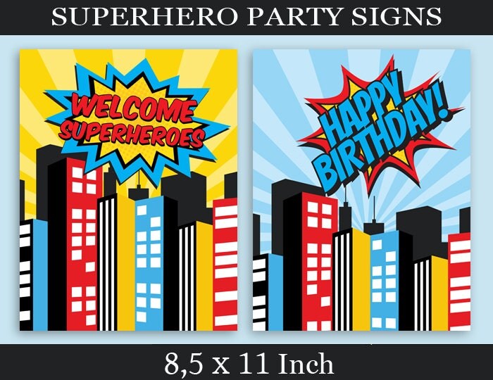 INSTANT DOWNLOAD Superhero Signs 8.5 x 11 Printable by EniPixels