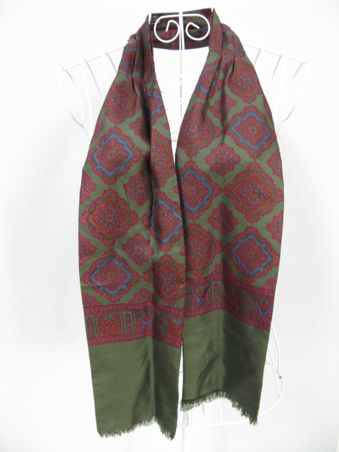 Green Paisley Cravat – Green Silk Cravat – Mens Cravat – Vintage Silk ...