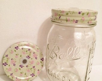 0.75 SALE!! Floral Mason Jar Lid, country