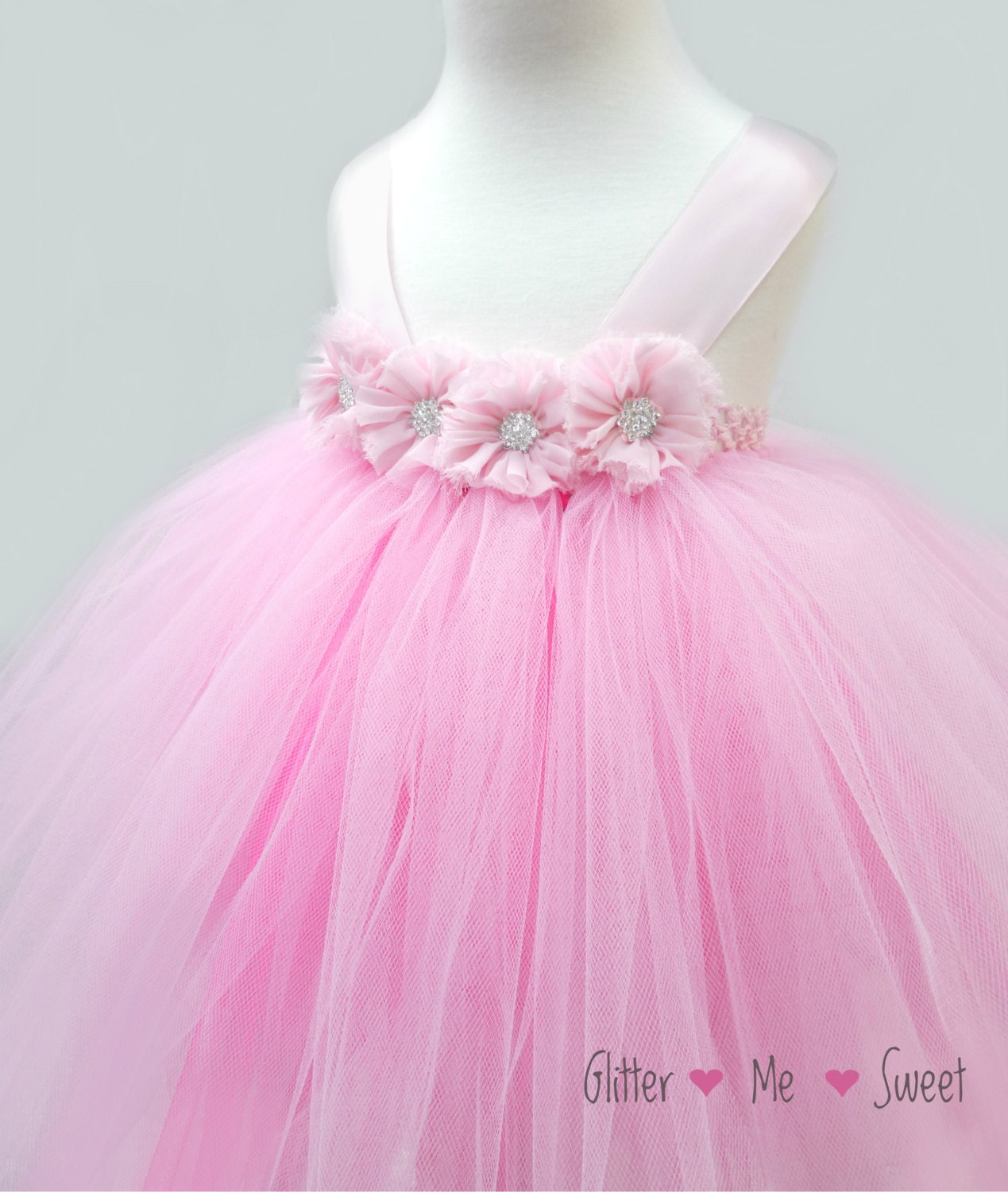 Girls Tulle Dress Pink Tutu Dress Pink Flower by GlitterMeSweet