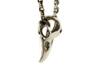 Sterling Silver Raven Skull Necklace Bird Skull Jewelry Raven Skull Pendant Gothic Steampunk - FPE005 T2