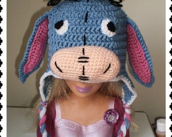 Eeyore Crochet Hat Made with Soft yarn