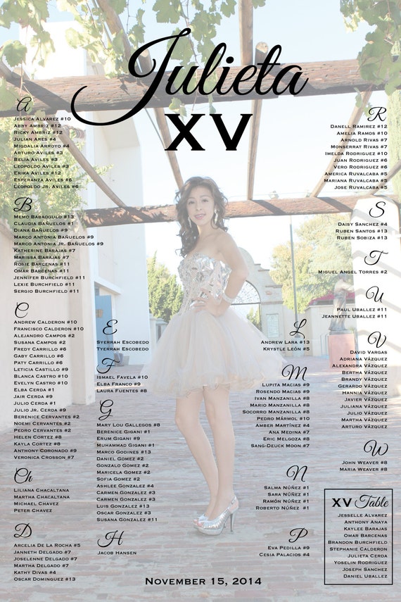 Quinceanera Seating Chart