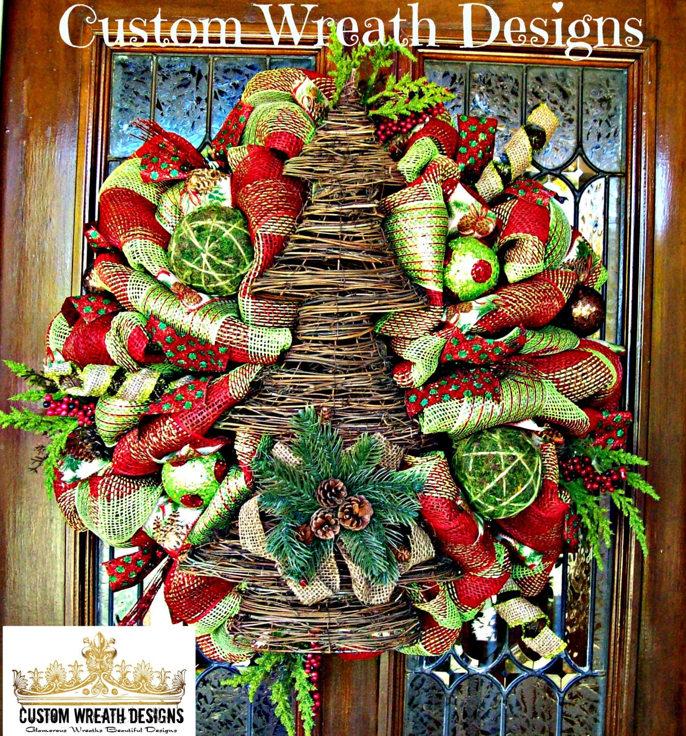 Wicker Tree Christmas Wreath