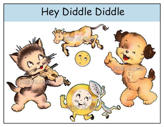 Hey Diddle Diddle Nursery Rhyme clip art with by skipalongdesigns