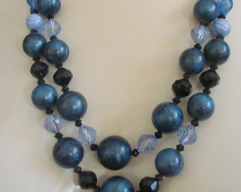 Vintage Western Germany Bead Necklace / Shades of Blue / 50s / 60s ...