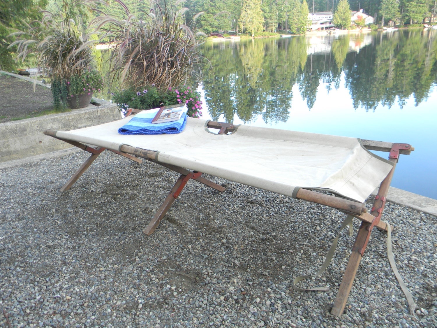 Vintage Military Cot Army Cot Antique Canvas Cot