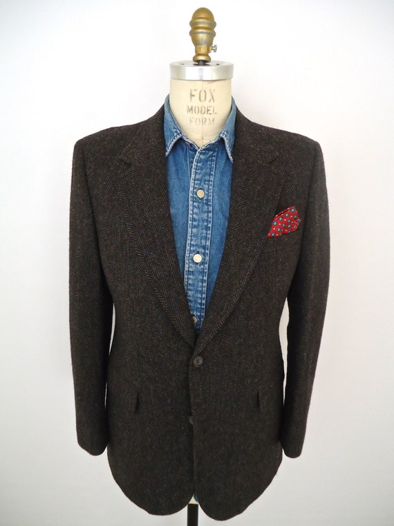 Bill Blass Charcoal Tweed Sport Coat Vintage Gray 5633