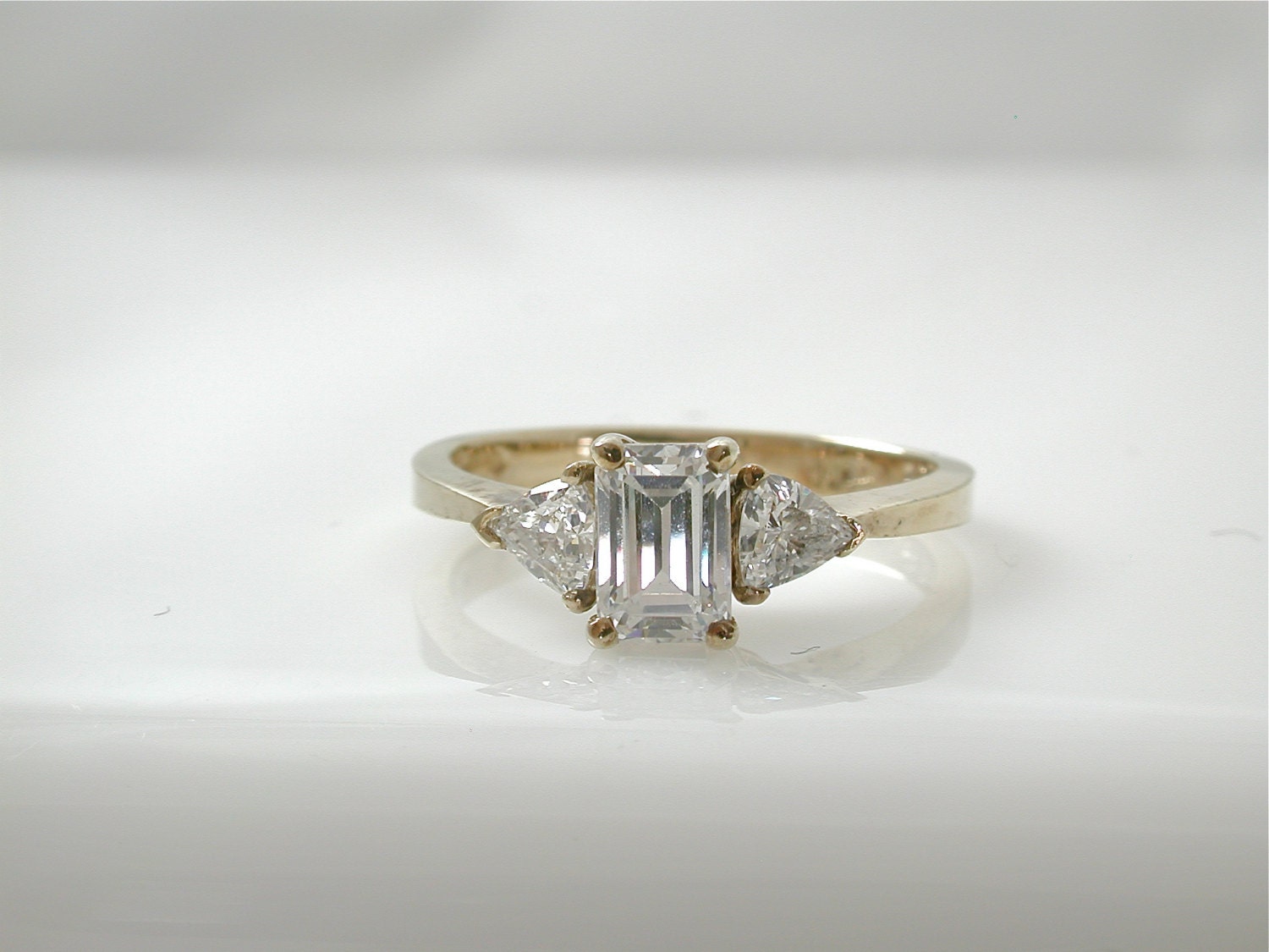 Emerald Cut Cubic Zirconia Ring Trillion Cut by
