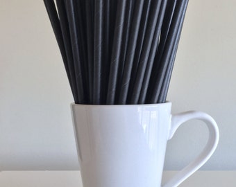 Black Paper Straws Solid Black Party Supplies Party Decor Bar Cart Cake Pop Stick Mason Jar Straw Party Over the Hill Graduation