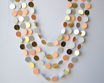 Gold decor, Peach decor, Peach gold gray garland, Christmas Decoration, Christmas Garland, Christmas, Christmas Decor, KMCG-8509