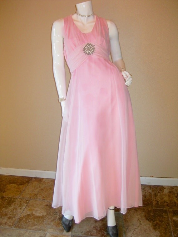 Formal Gown. Pink Satin Chiffon Evening Dress. Lori Deb San Francisco ...