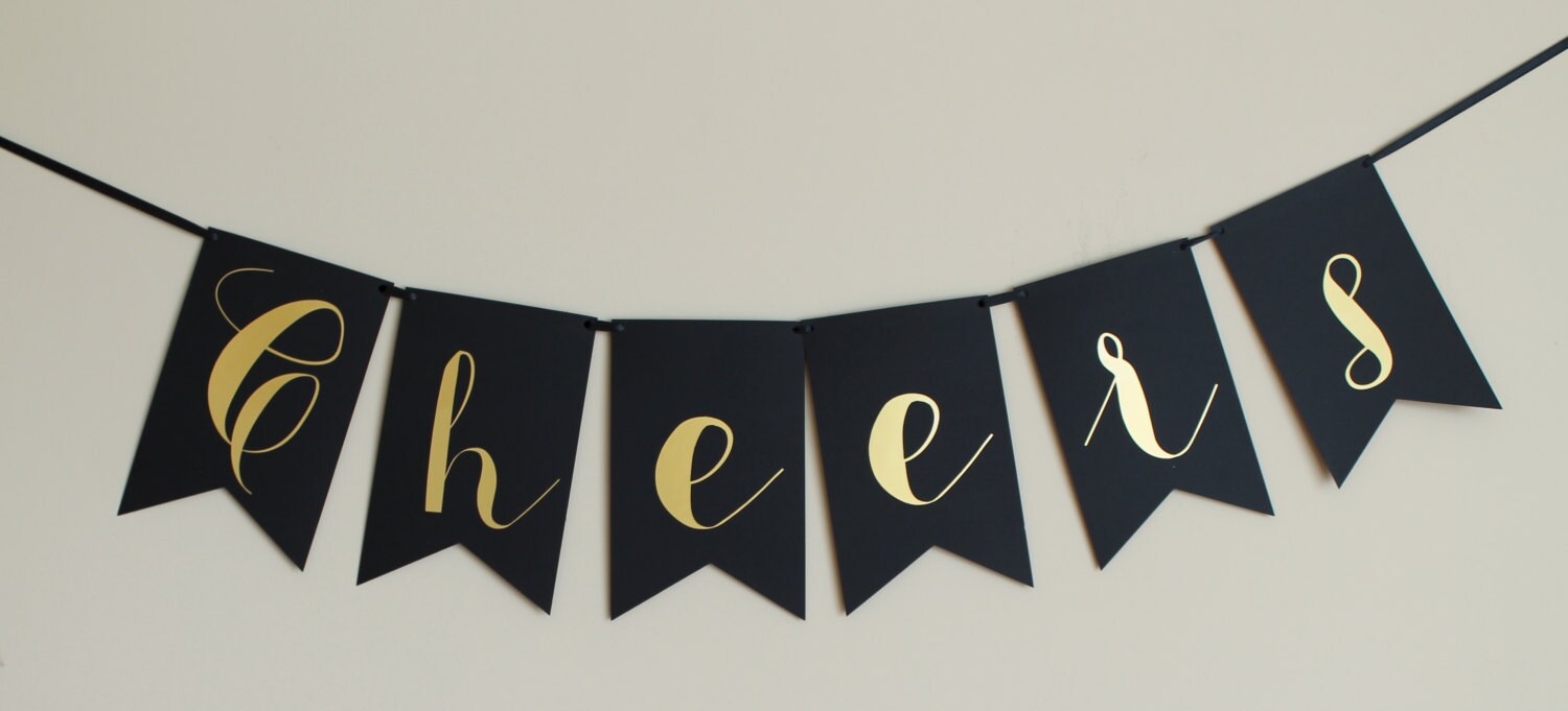 Cheers banner Gold and black-Large Banner