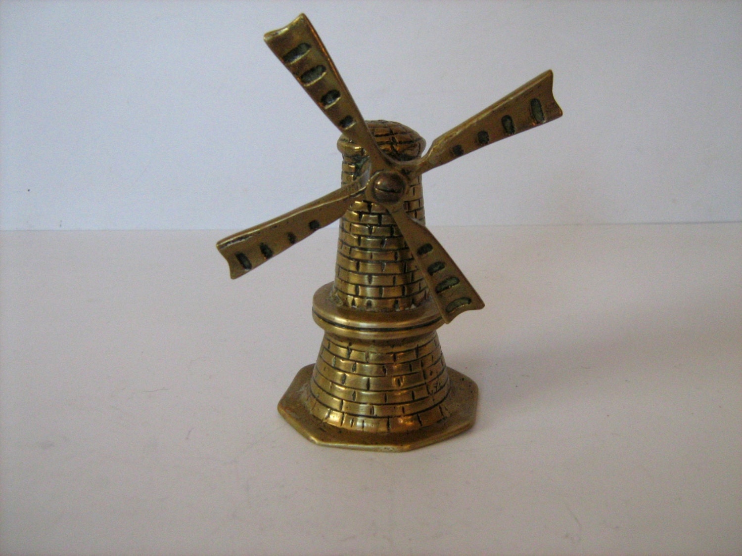 Large Brass Bell Windmill With Original Clanger