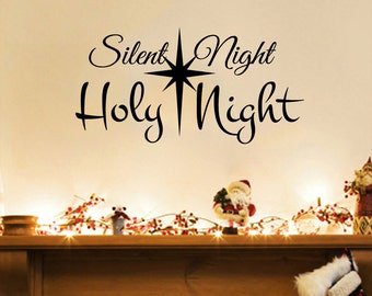 Silent Night, Holy Night Christmas Wall Decal (30" X15")