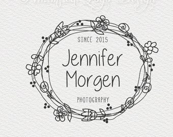 Diseño de logotipo corona, círculo la insignia, insignia Floral, Premade Logo, Logo de la naturaleza, insignia, insignia de fotografía de niños Logo boutique insignia 187 doodle