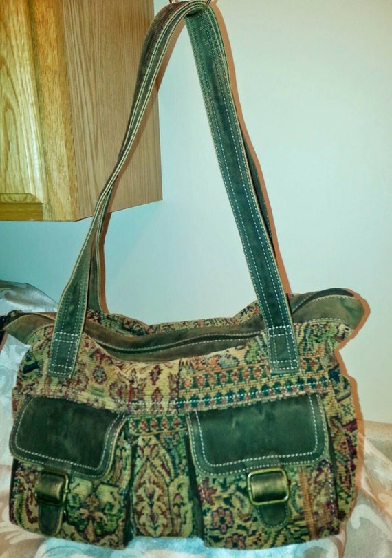 Fossil fabric tapestry handbag shoulder bag purse
