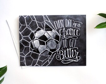 Soccer Card, Soccer Coach Gift, Motivational Quote, Chalkboard Art, Chalk Art, Motivational Art, Encouraging Quote, Sports Cards, Inspiring