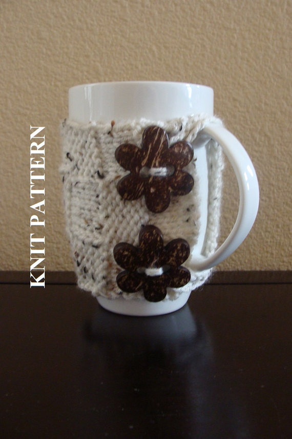 PATTERN 73: Coffee Cup Cozy 18 oz. Knit Coffee Mug by IKnit4aCure