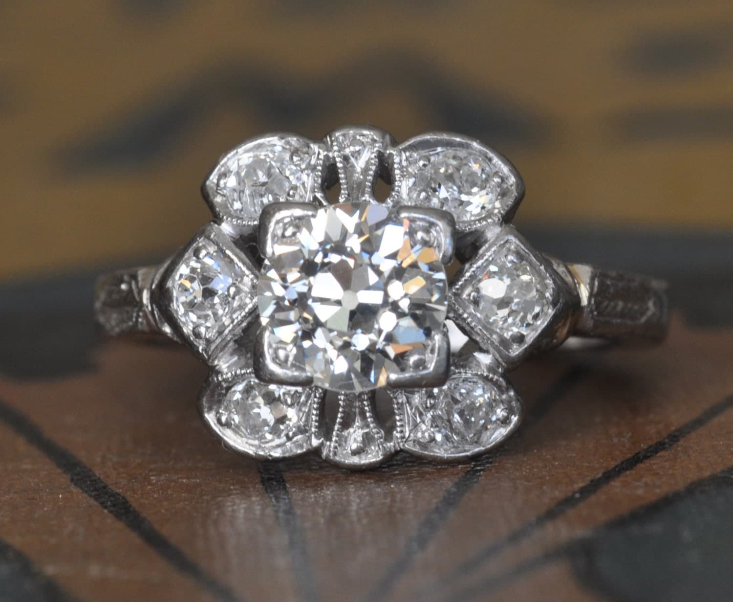 1920s Platinum and Diamond Engagement Ring For Sale at 1stdibs