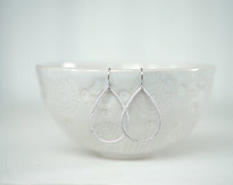 Textured Silver Matte Teardrop Earrings