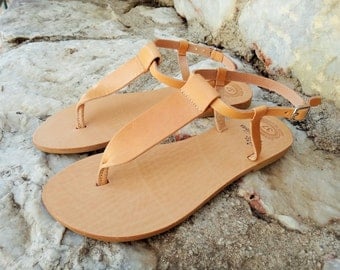 10% OFF Ancient Greek Leather Sandals / Natural / Gold / Silver /T-bar Genuine High Quality Greek Leather Sandals