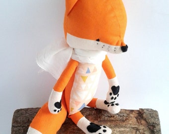 ESTI the fox. made-to-order. gift for children. eco toy. stuffed fox. toy fox. kids room decorative fox.