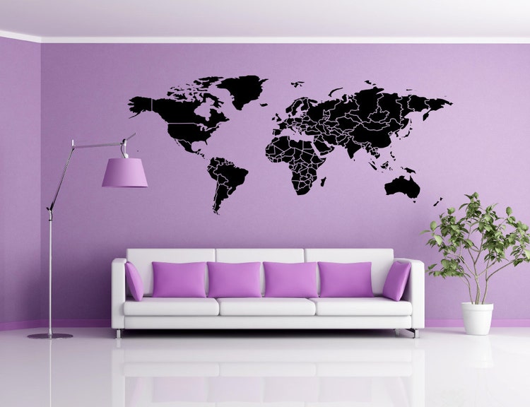 World Map Wall Decal Vinyl Wall Sticker Decals By