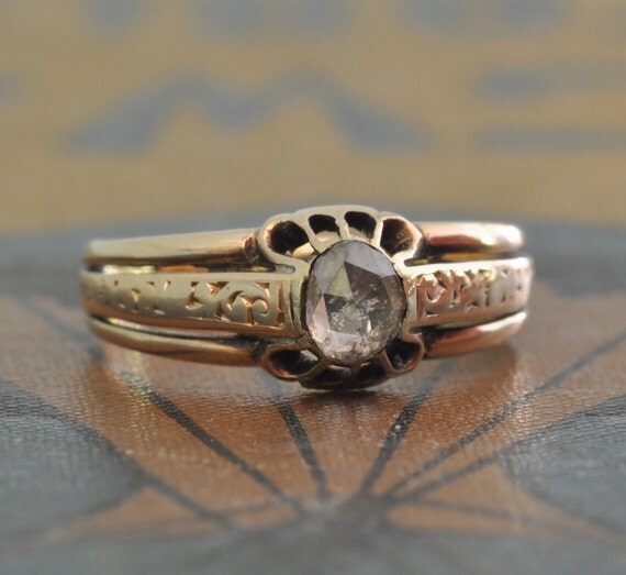 Engagement Ring -1800's Antique Engagement Ring - Rose Cut Diamond ...