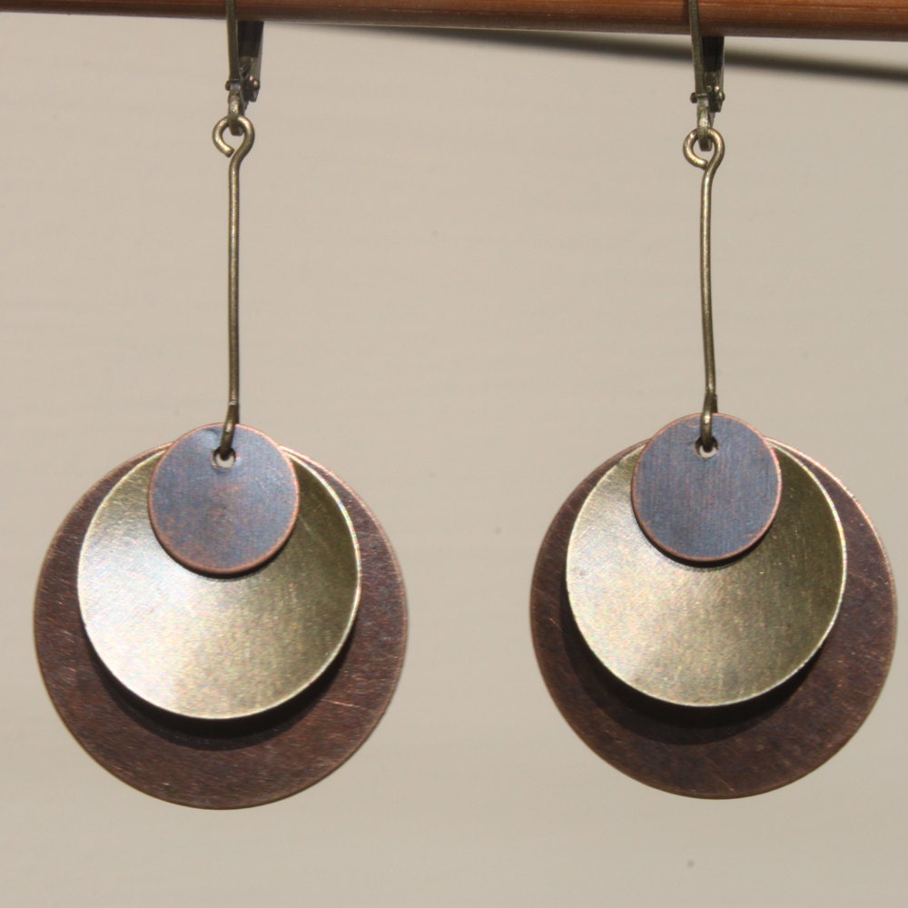 Boho Earrings Bohemian Earrings Copper Earrings Brass