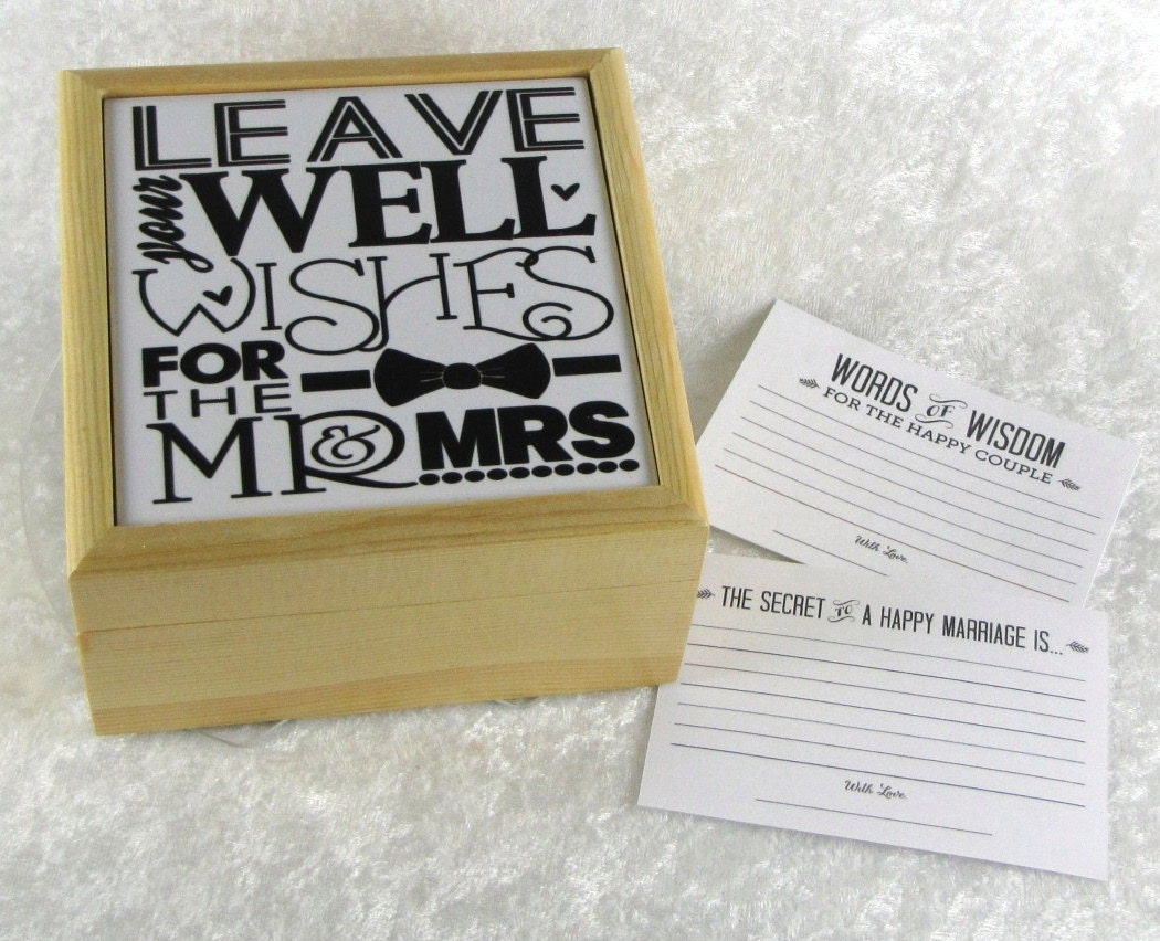 Pine Advice Card Box with Ceramic Tile and 36 Advice Cards